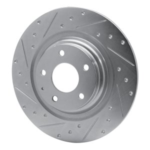 Mazda CX-9 Brake Rotor (1) - Rear Left - R1 Concepts - Drilled & Slotted - Silver - `16-`23